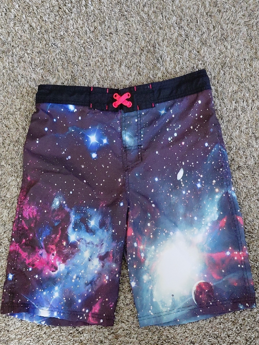 Cat & Jack Galaxy-Print Swim Trunks - Black/Purple/Pink/Blue